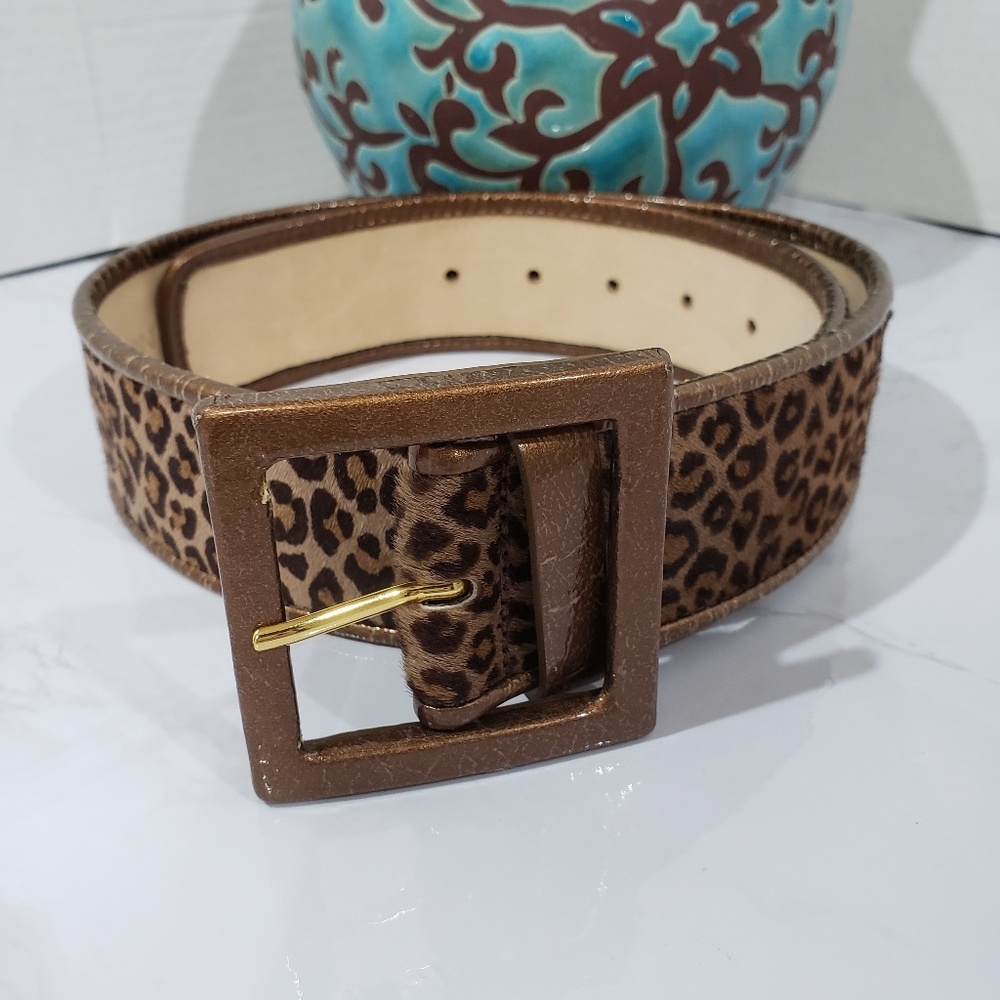 St John leopard print leather belt
